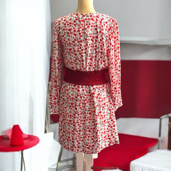 ⭐ 🔥 50% OFF SALE — FINAL PRICE Chic LOFT Cherry Print Dress w Belt - M- NWT - Picture 3 of 13